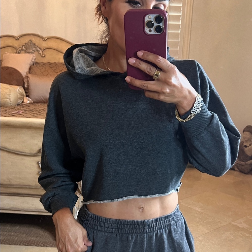 💕Active USA Dark Gray Women's Cropped Hoodie💕